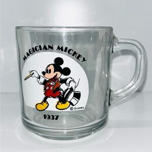 Vtg ANCHOR HOCKING DISNEY-MAGICIAN MICKEY 1937-GLASS MUG-MICKEY MOUSE-Cup-